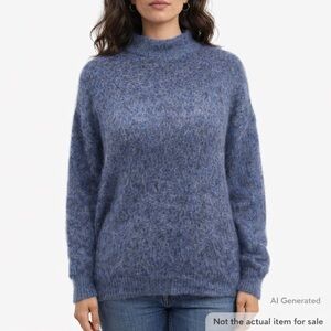Vintage Seaforth Hi-Bulk Orlon Mohair Blue Fuzzy Knit Sweater | L